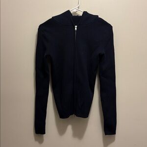 Brandy Melville Navy Blue Zip-Up Sweater